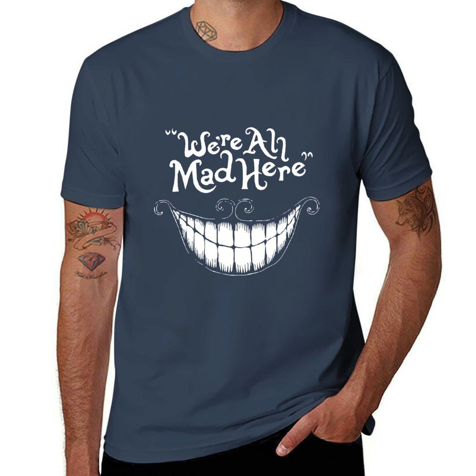 White Here Were All Mad TShirt Novelty Print Casual Tee Shirt S