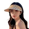 Hair Hoop Style Summer Empty Top Cap Plaid Print Sun Protection Hats Large Brim Sun Hat  Vacation