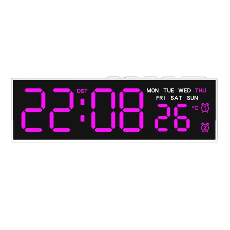 Night Light Digital Alarm Clock Electric Desk Clock with Indoor Temperature Loud Alarm Day of Week for Living Room