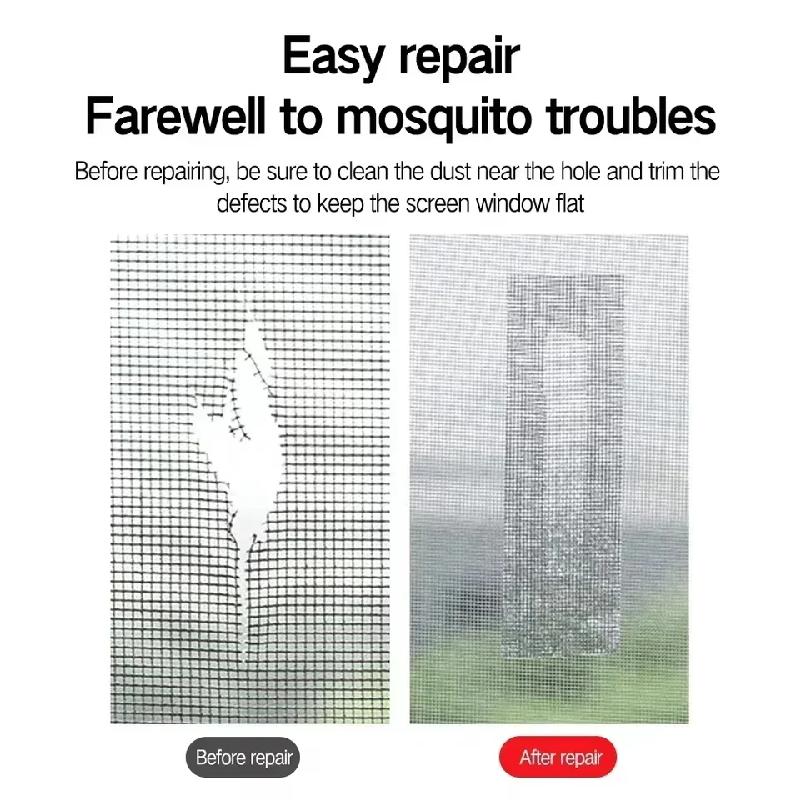 1 Roll Window Screen Repair Tape Self Adhesive Mesh Tape Door Window Net Broken Holes Repairing Fix Patch Anti Insect Mosquito