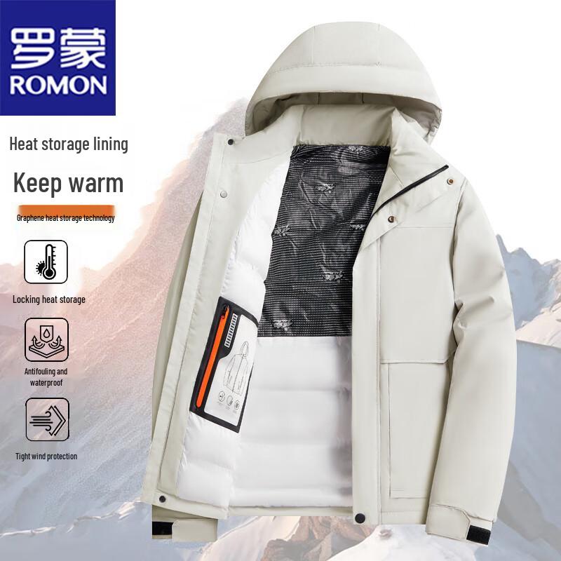 ROMON Men's Autumn/Winter Hooded Warm Padded Jacket