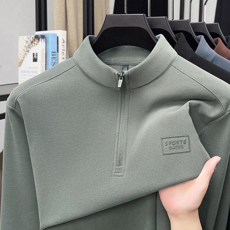 New Men's Long Sleeve Stand Collar Zipper Sweatshirt Casual Bottoming Thickened