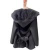Rosa Kapuzenmantel Damen Herbst Winter Wollmantel Pelzmantel Duftender Wind Hochwertig Leicht Kurz Kragen