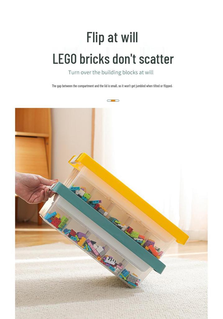 Lego Small Part Storage Box with Lid - Multi-Layer Organizer for Children's Building Blocks