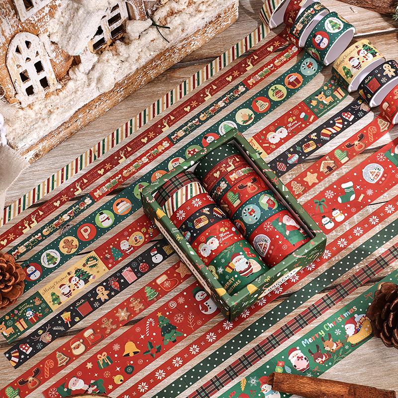 12PCS/Set Christmas Items Sticker Gift Decorations Journal Materials Stationery Cute DIY Materials Christmas Atmosphere Christmas