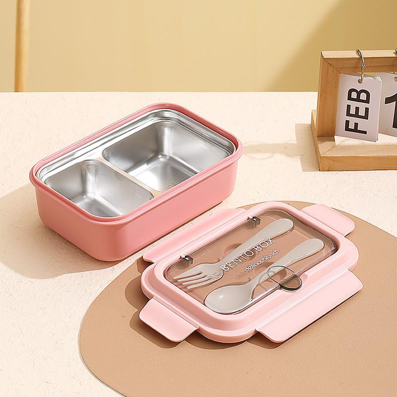 Stainless Steel Student Lunch Box With Divided Food Compartments For Office And School Use