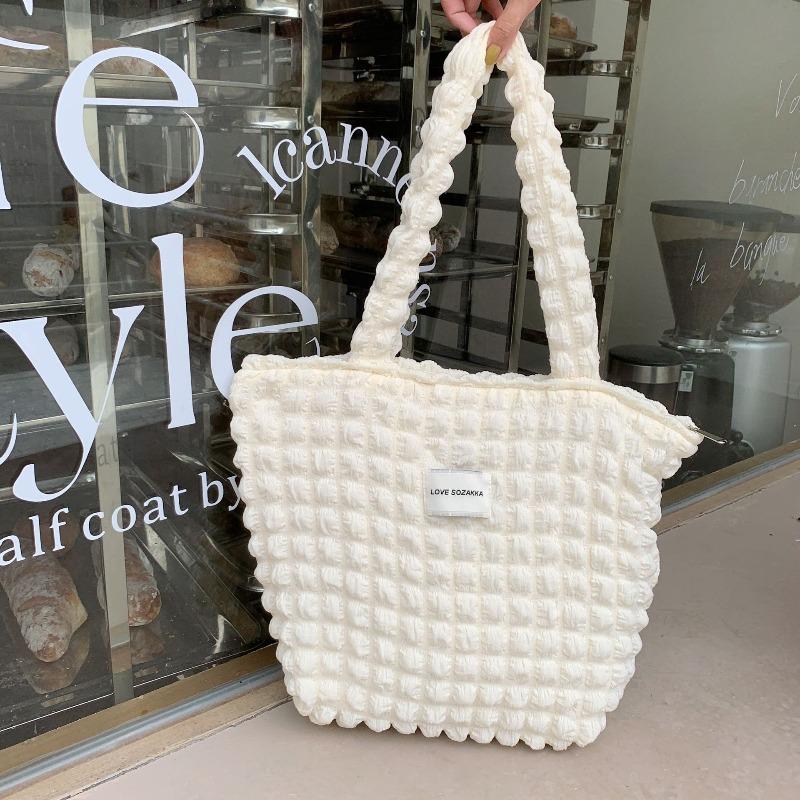 5 Cloud Bubble Flower Shoulder Bag Female Student Simple Handbag Canvas Large Capacity Women's Bag