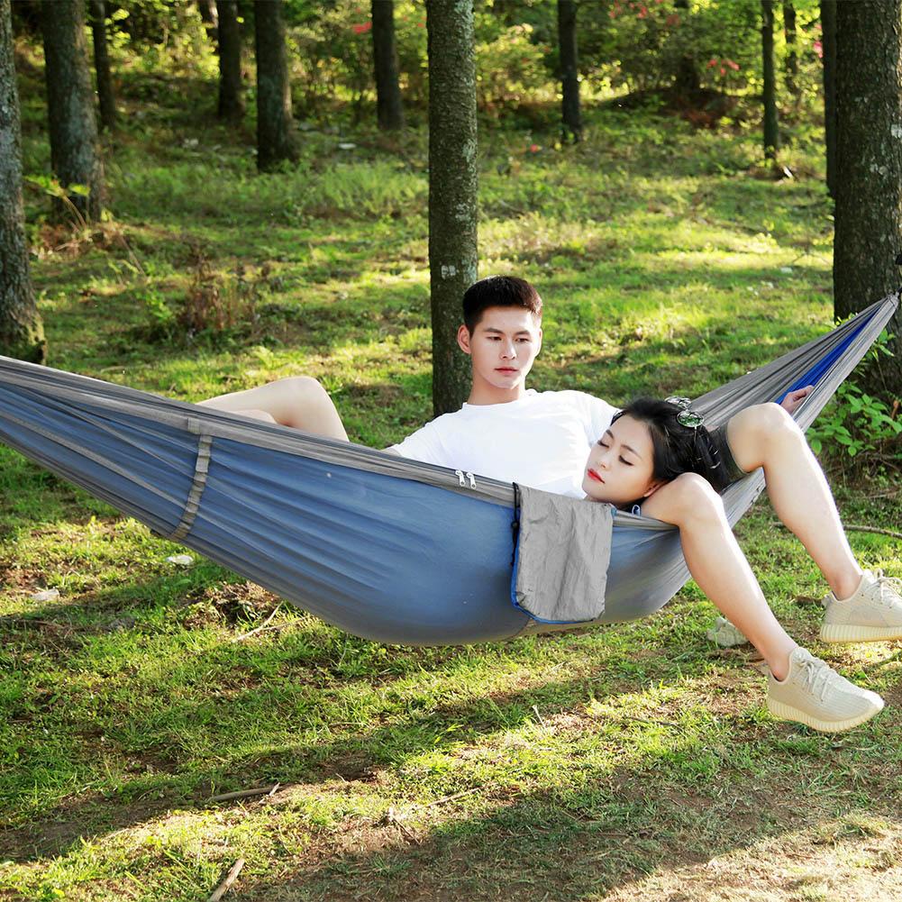 Portable Camping Travel Hammock Hanging Bed with Mosquito Net (Gray   Blue)