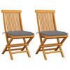 Day and Night - Day and Night Garden Chairs 2 Pcs Solid Teak Wood with Gray Cushions