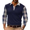 Fashion Men's Long Sleeve Polo Shirt Home Casual Comfortable Long Sleeve Button Down Top