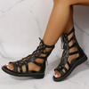 Sandalias informales huecas para Mujer, zapatos De punta abierta con correa cruzada, cuñas De verano, talla grande 41,