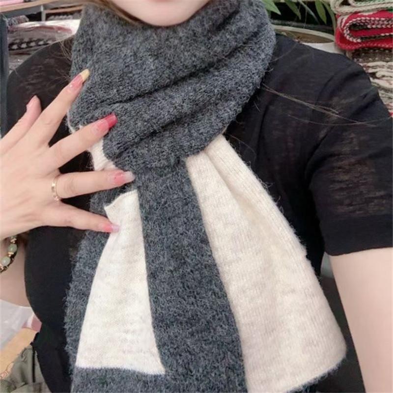 Korean Style New Scarf for Women Wool Blended Soft Winter Warm Casual Knitted Thickened Scarf for Men Versatile