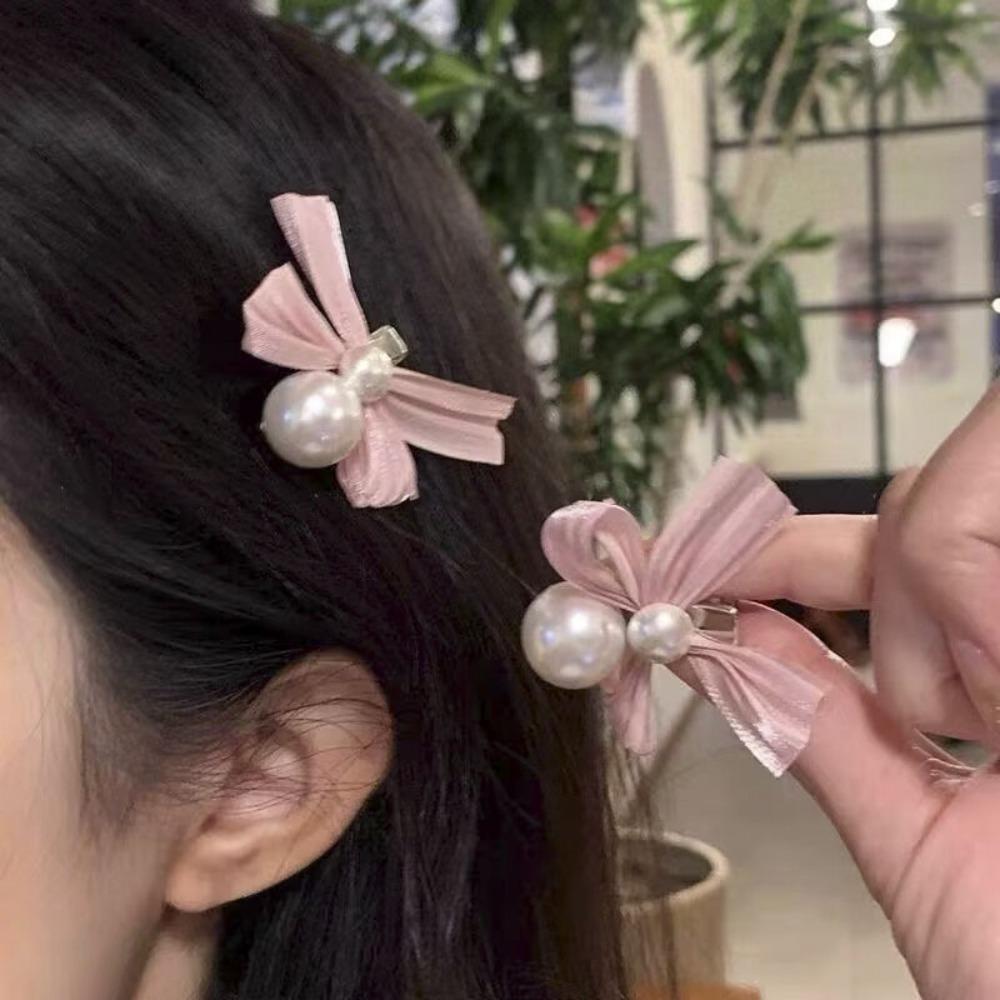 

Ткань Art Pearl Bow Шпилька Ретро Боковой зажим Украсьте аксессуары для волос