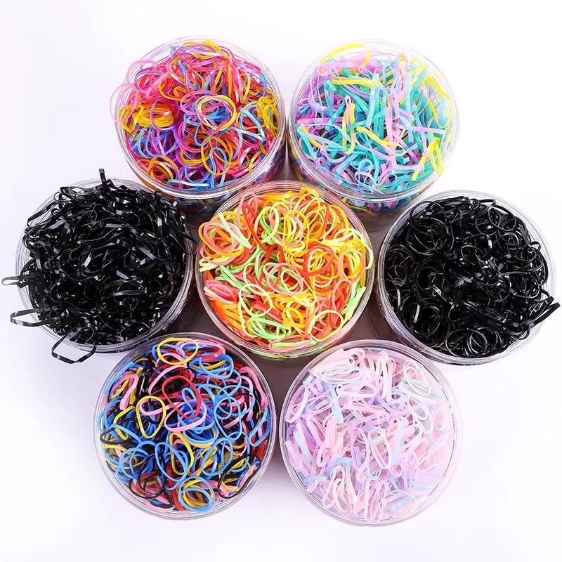 Children's Soft Hair Ties: Damage-Free Black and Colorful Rubber Bands for Girls and Babies