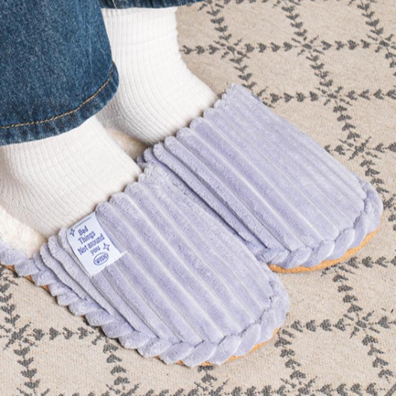 Daiso Thick Corduroy Label Living Room Shoes 230 250 Mm Purple