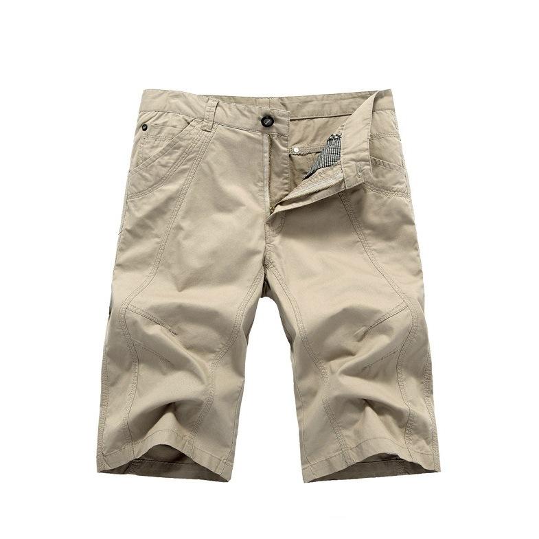 Mens Cargo Shorts Fashion Zipper Pocket Summer Cotton Shorts Hiking Jogger Elastic Waist Sports Shorts