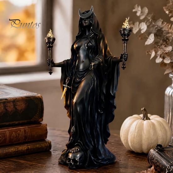 Mythologie Sammlerstücke zum Ausstellen Hekate Griechische Göttin Statue mit Magischen Hunden, Fantasy Thema Geschenk Liebhaber Harz Skulptur, Mythologisch