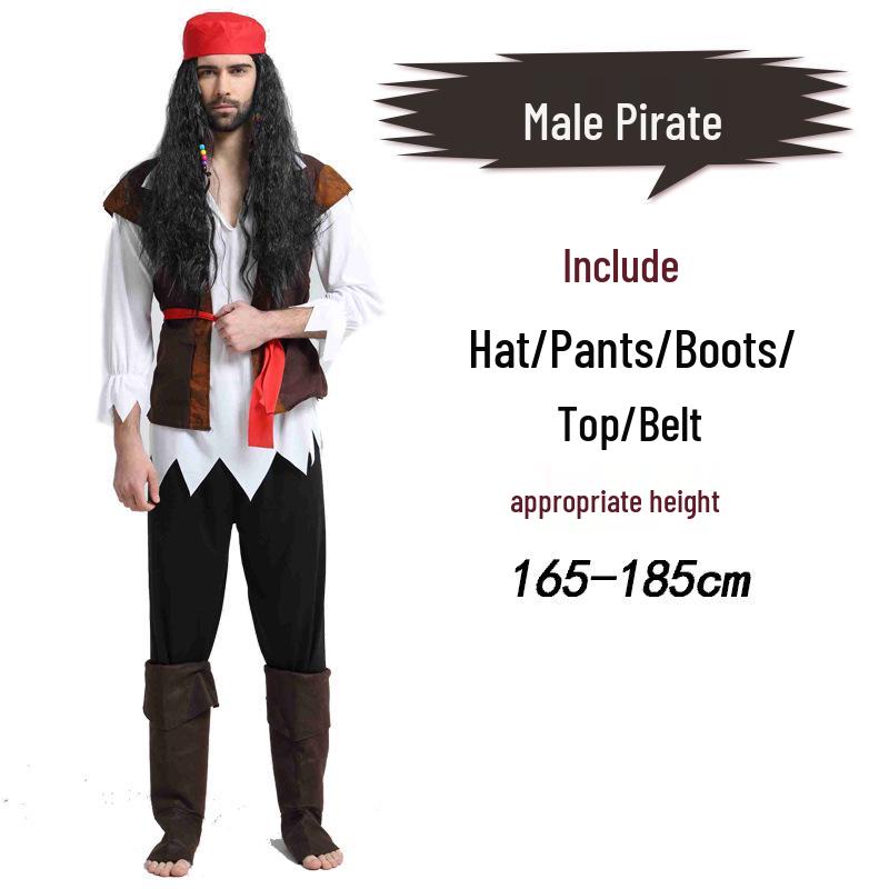 Adult Caribbean Pirate Halloween Cosplay Costume One Size