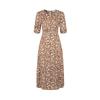 Jiuzi Anna Kou Elegant Holiday Plant Printed Bubble Wrinkle Texture Waist Dress for Women 2025 Summer New Style