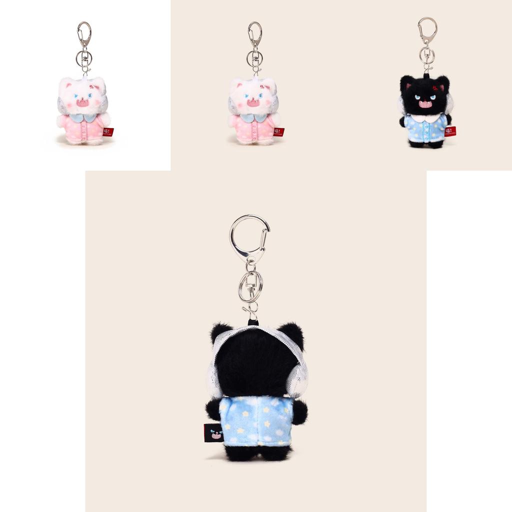 Plush Cat Keychain With Fluffy Sleepwear For Collectors And Giftgiving