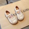 Girls' leather shoes for spring and autumn, new children's bowknot fashion princess shoes, simple soft-soled single shoes for girls