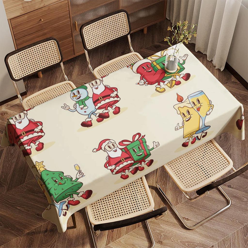 Snowman Pattern Tablecloth Restaurant Kitchen Tablecloth Living Room Home Decoration Rectangular Party Decoration