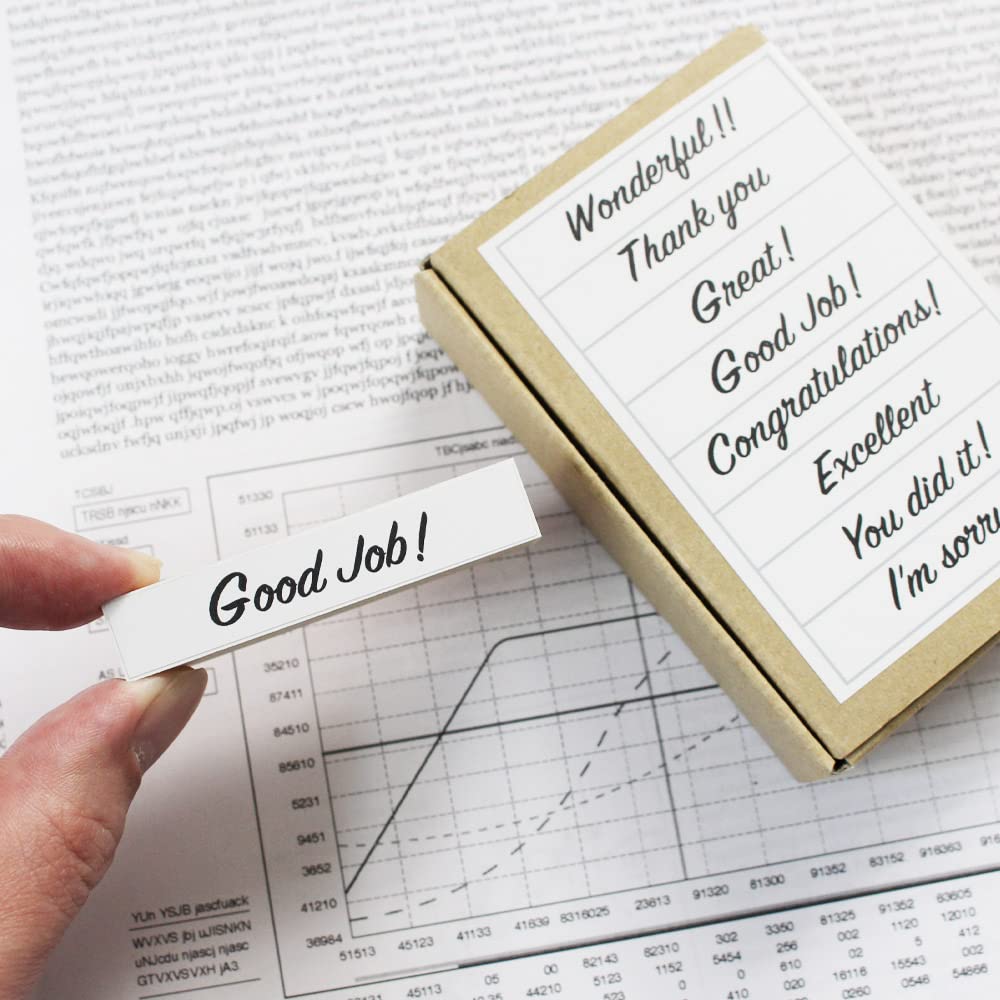 Stylish Wooden Rubber Stamp Set for Personal Thank Good Sticky Fun Convenient Made in Japan Business, Seals, Messages, You, Job, Notes, Stationery,