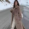 Winter thickened medium and long suit collar imitation mink plush fur coat plus cotton lazy wind coat