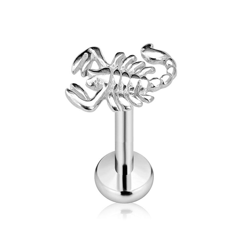 ASTM F136 G23 Titanium Snake Bee Drop Threadless Piercing Moon Cross Push In Labret Stud Flower Leaf Pin Daith Conch Earring 16G