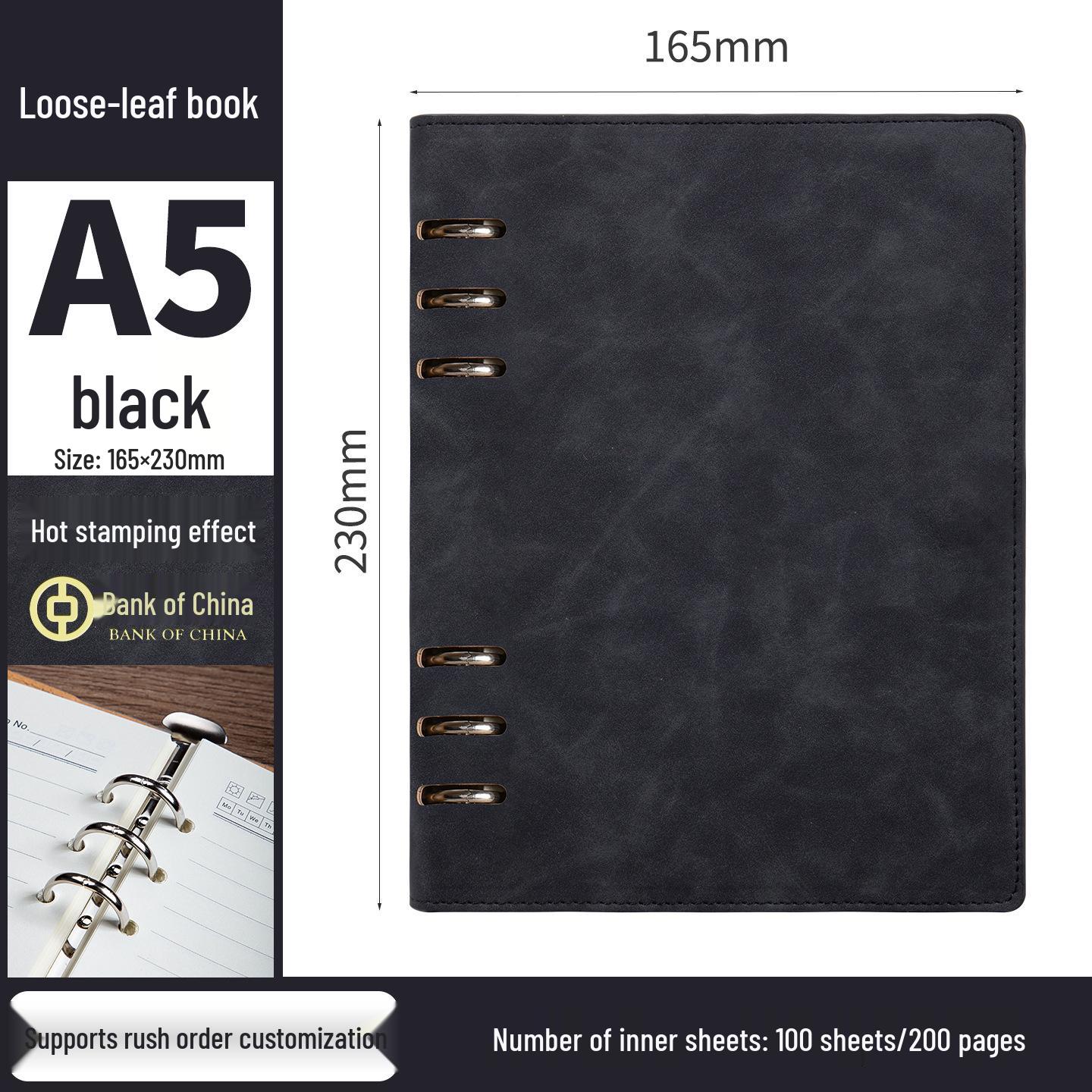 A5 Loose-Leaf Notebook with Custom Logo - High-Quality Business Office Diary, Detachable and Refillable.