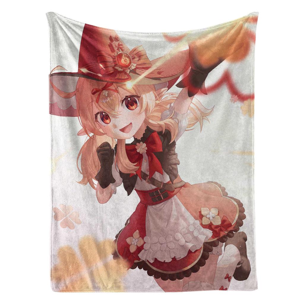 Genshin Impact Klee Cartoon Cute Blanket Cover Warm Soft Anime Flannel Knee Lanket Multifunctional Decoration Universal Blankets