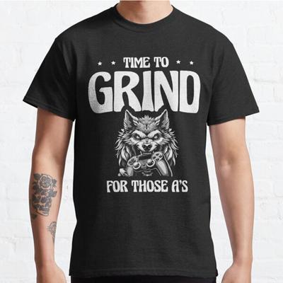 Men Fashion Casual Short Sleeves Time To Grind for Those A’s School Black Tees Oversized T-shirts
