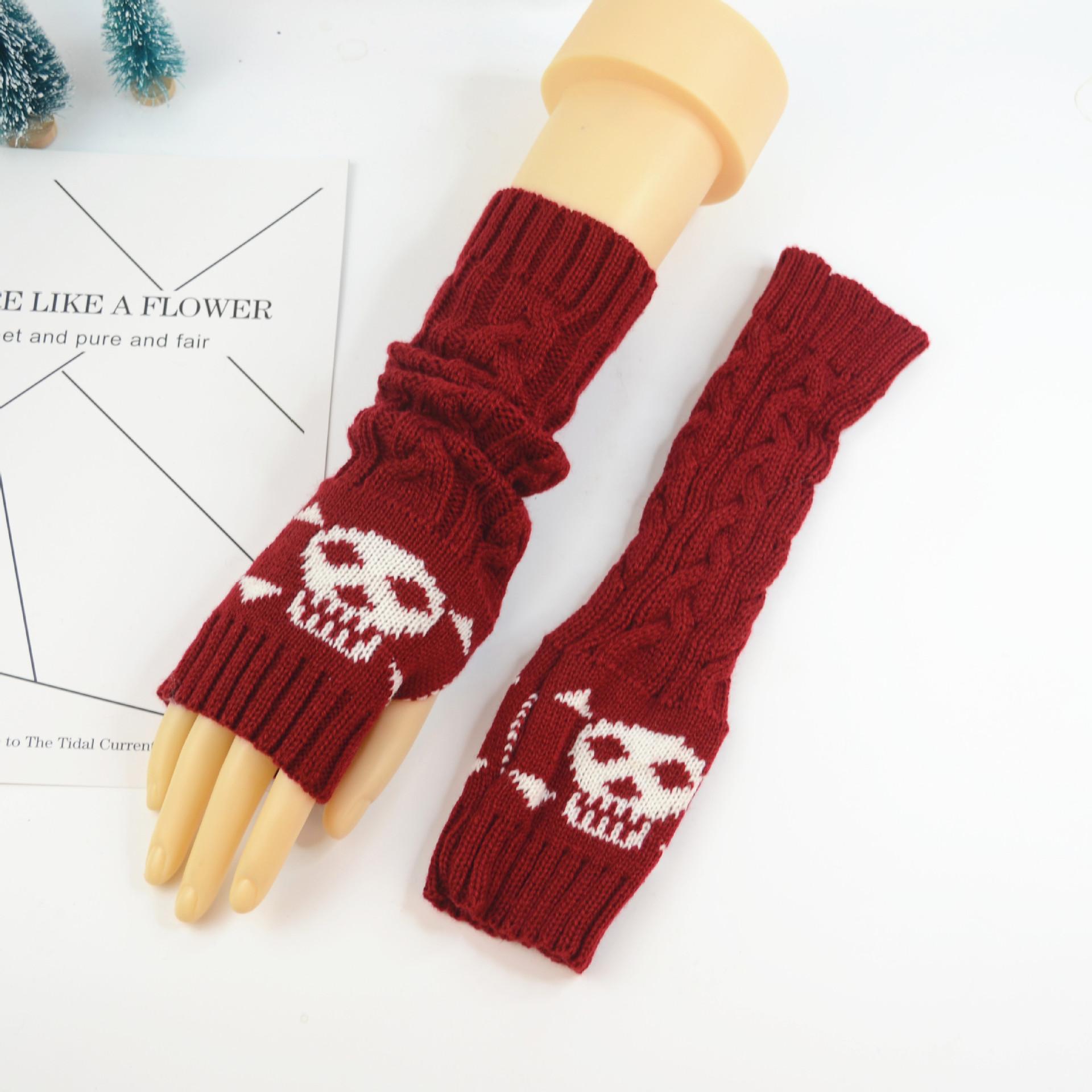 

Мужские и женские осенние и зимние теплые вязаные шерстяные нарукавники для спорта на открытом воздухе для велоспорта модные нарукавники для пар в корейском стиле персонализированные нарукавники скелета красный