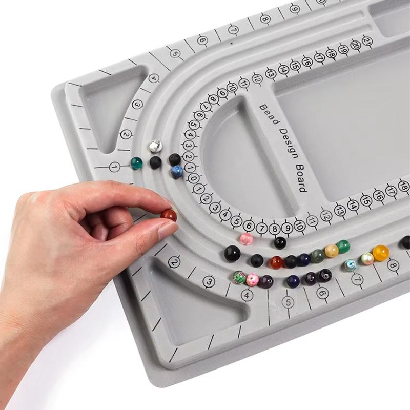 1PC Grey Flocked Bead Board Bracelet Necklace Beading Organizer Tray Beading Accessories Measuring Tool For Jewelry Making