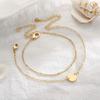 Stainless Steel Bead Chain Bracelet Set with 18K Gold Double Layer, Featuring Double Hole Round Disc Charms.