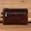 New Men Genuine Leather Zipper Coin Wallet Natural Leather Short Purse Card Holder Cash Clutch Wallet With Key Ring