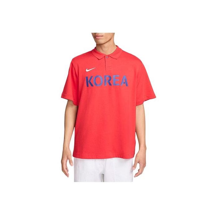 Nike Breathable Comfortable Loose Knit Polo Shirt Men tops Red White FJ7411-679