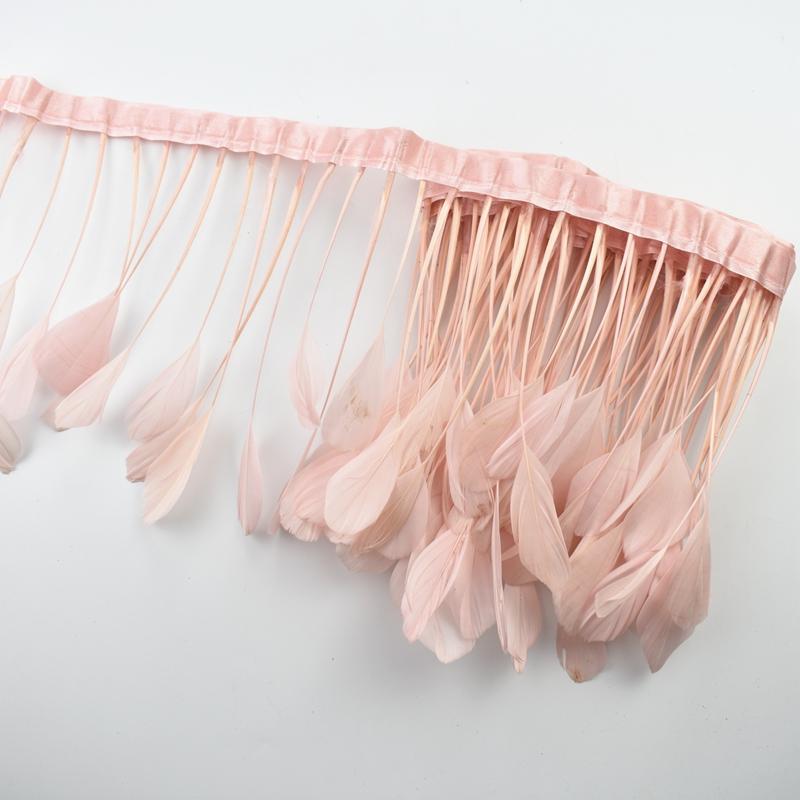 2Yards Dyed Stripped Coque Goose Feathers Trims Feather Trim White Feathers For Crafts Ribbon Wedding Feathers Decoration Plumas