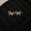 Silver Needle Korean Diamond Bow Earrings Versatile Fashion Temperament Earrings Niche Design Earrings Light Luxury Premium Sense
