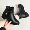 New Temperament Low-heeled Soft-soled Women's Boots Winter Pointed Side Zipper Short Boots Versatile Velvet Inner Warm Boots