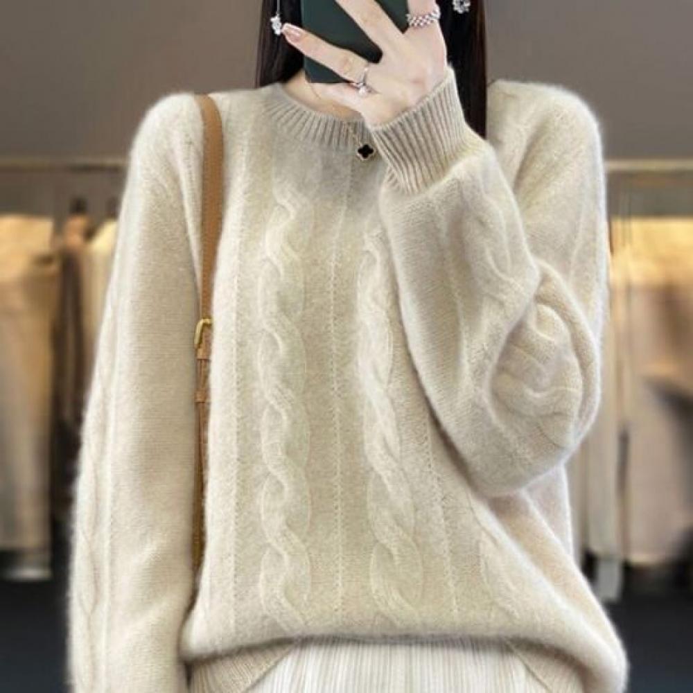 Navava Casual Cable Knit Round Neck Long Sleeve Nk2441