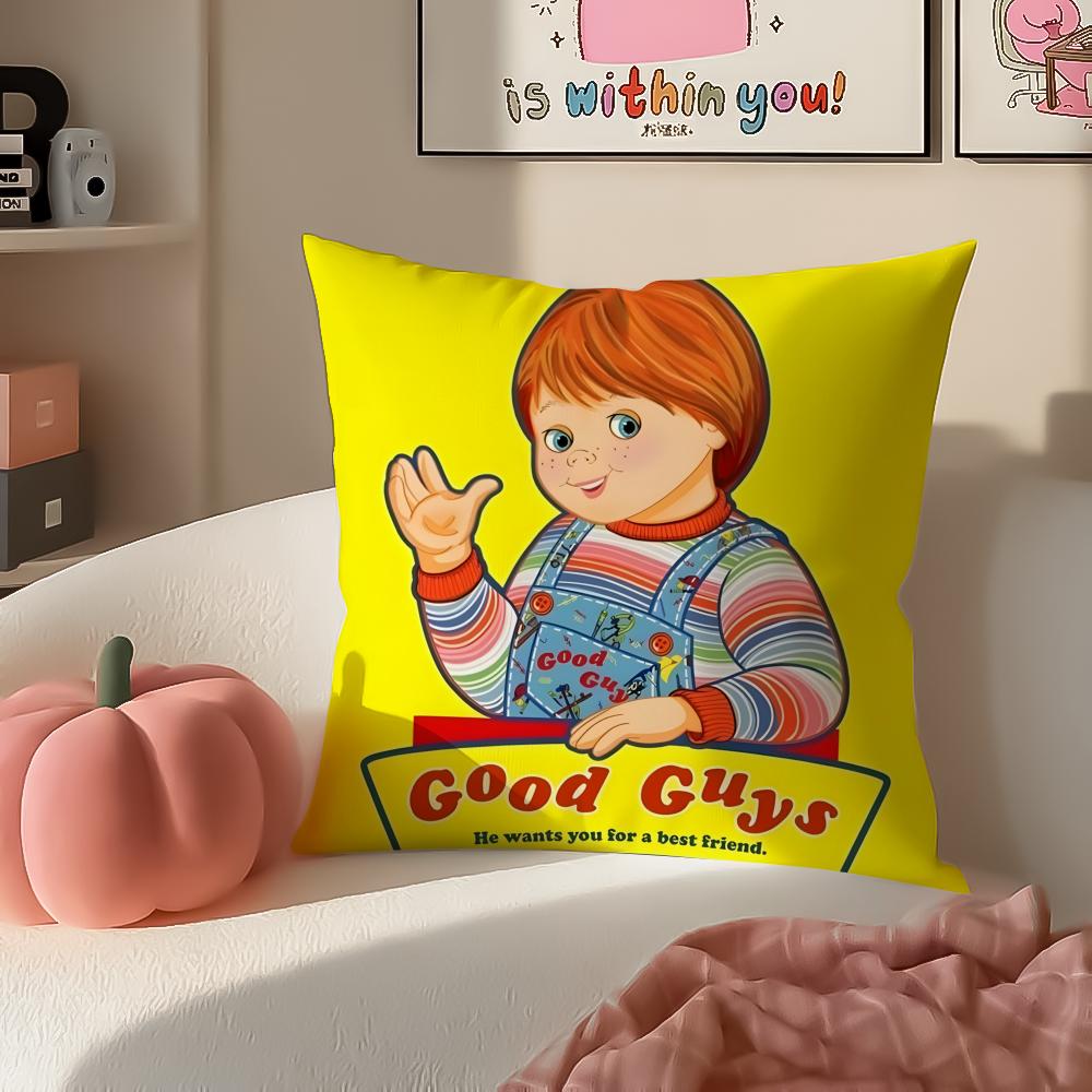 Horror creepy GGood GGuys Cushion Cover Pillowcase Short Plush Invisible zipper Room Sofa Cushion Cover