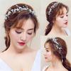 Silver Color Handmade Pearl Flower Headband Bridal Wedding Crown Hair Accessories Hair Band Tiara Crystal Headpiece Hair Jewelry