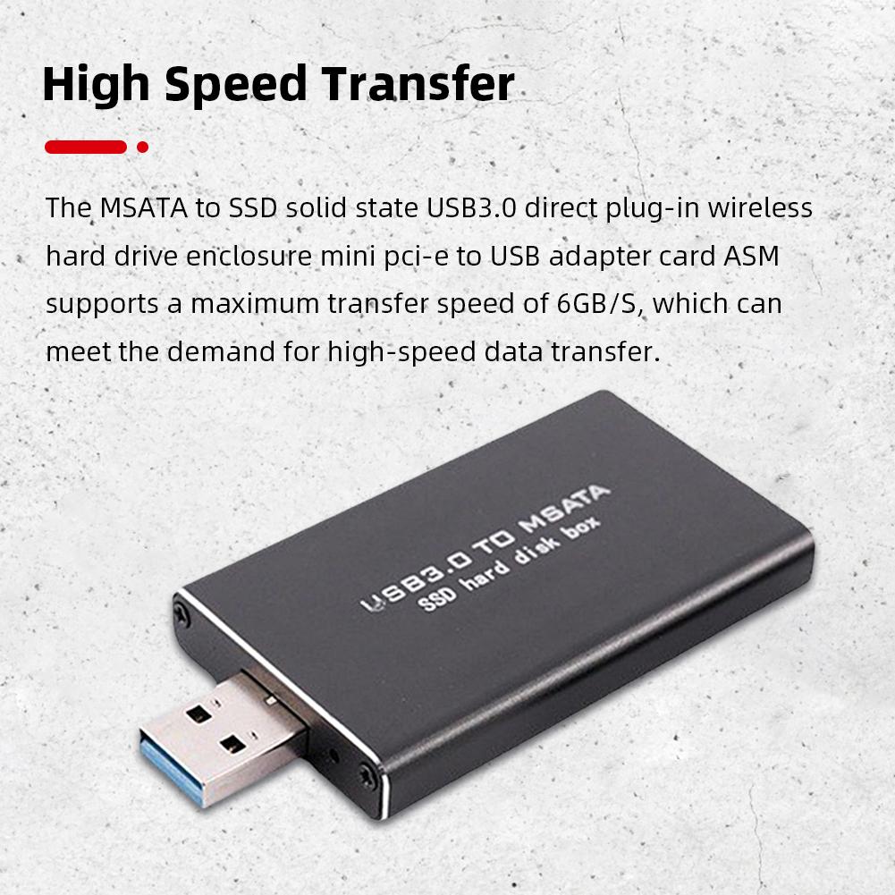Mini SSD MSATA To USB 3.0 Hard Drive Case Wireless SSD Converter Adapter Enclosure PCI-E Supports 30*30/50 SSD