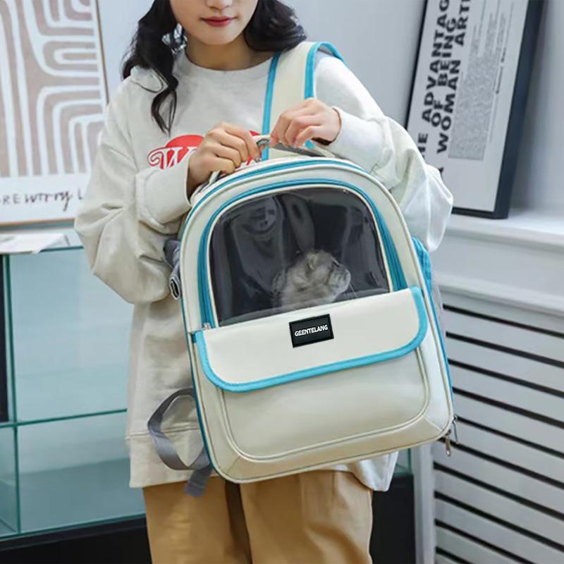 Large-Capacity Breathable Cat Backpack Carrier with Durable PVC, Side Opening and Zip Closure for Outdoor Travel