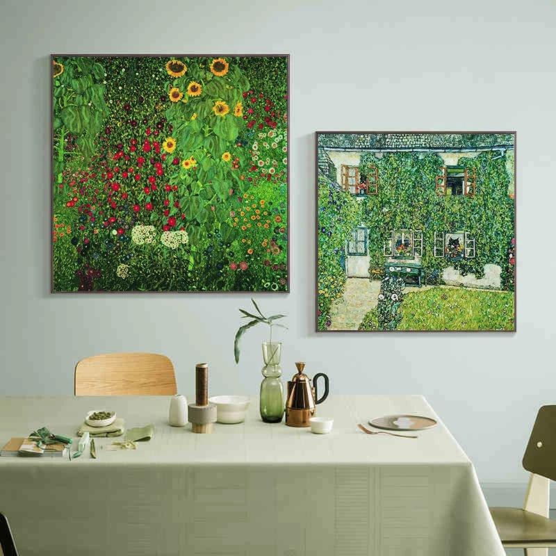 Gustav Klimt słynne obrazy kwiaty plakat z krajobrazem płótno malarstwo klasyczna reprodukcja Wall Art do pokoju Home Decor