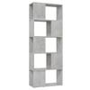 Bookshelf Room Divider Concrete Grey 60 X 24 X 155 Cm