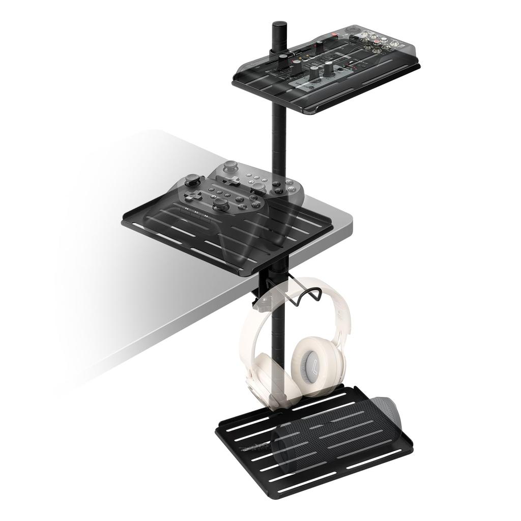 Kotesoto Audio Interface Stand, Clamp-Type Audio Interface Rack, Speaker Stand, Desk Rack, Clamp, Vertical Organization, Desk Storage, Audio