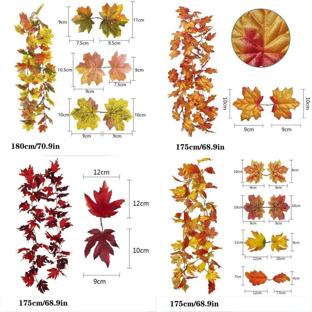 Realistic Autumn Maple Leaf Garland For Thanksgiving And Halloween Decorations