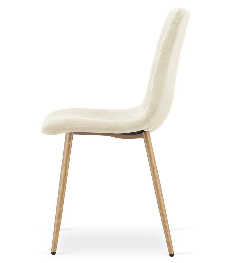 TURIN Chair - Light Beige Velvet / Wood-colored Legs X 4